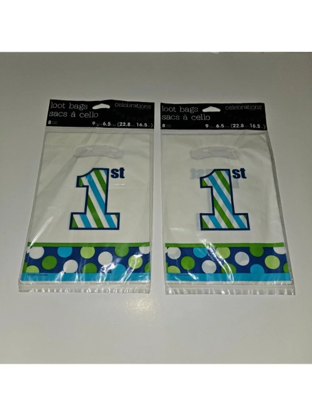 NEW Baby Boy 1st Birthday Loot Gift Bags Blue Green Overalls Bibs Baby Shower